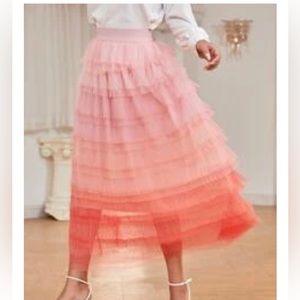 Pink Ombré Tulle Tiered Skirt